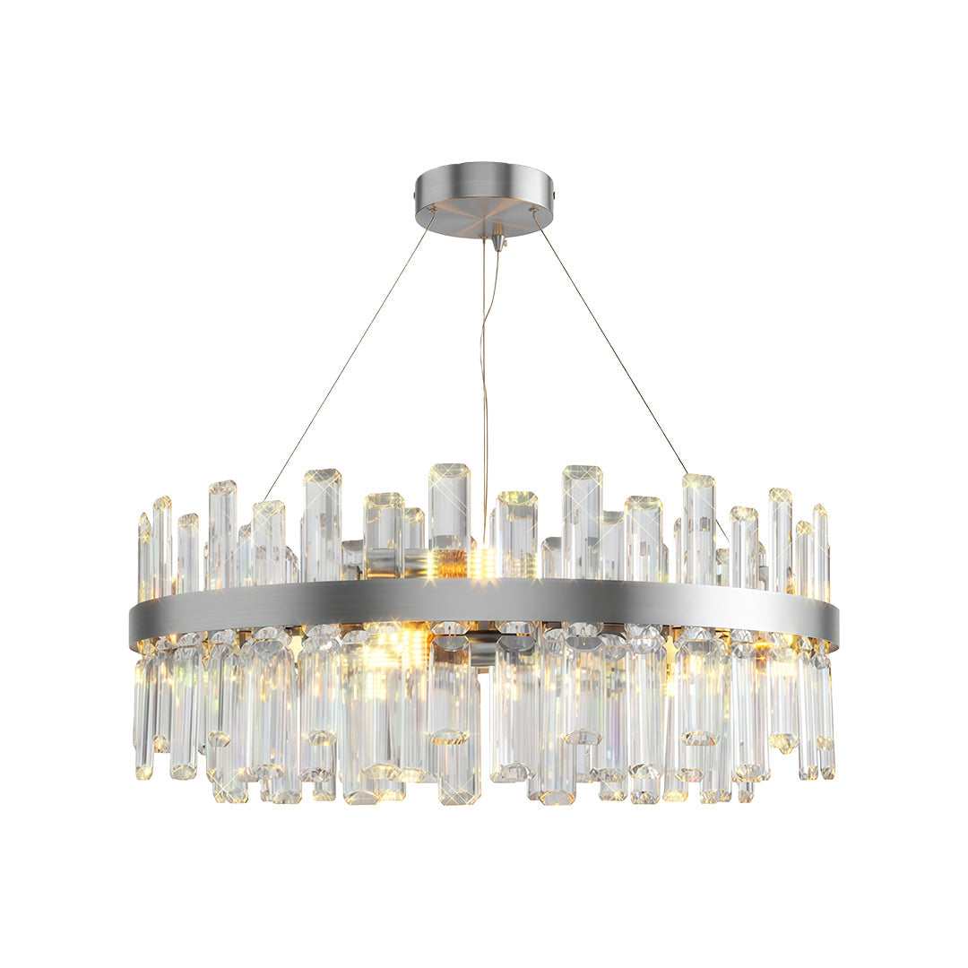 Crystal Ring Chandelier Copper-Iron Geometric Layered Crystal Rods E14 Nordic Retro
