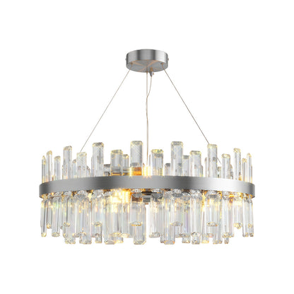 Crystal Ring Chandelier Copper-Iron Geometric Layered Crystal Rods E14 Nordic Retro