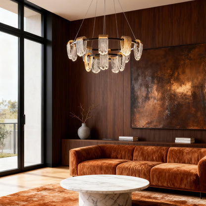 Circular Array Chandelier Gold Gray Aluminum LED 3000K 4500K 6000K Italian Style