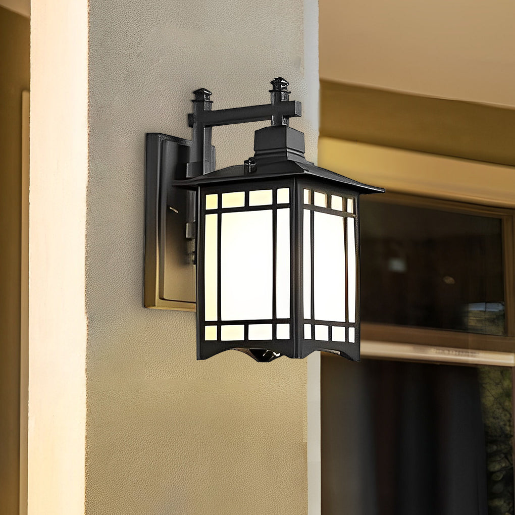 Retro Lantern Wall Sconce Die-Cast Aluminum Glass Solar or Hardwired IP55 3000K Black Bronze Copper Garden