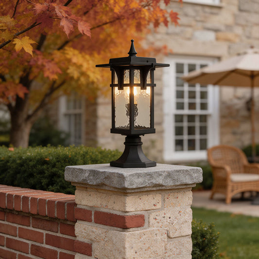 Modern Minimalist Outdoor Path Light Hardwired Black Aluminum Glass 3 Sizes