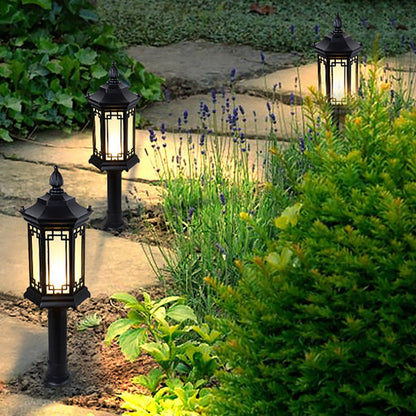 Traditional Asian Inspired Pathway Light Rhombus Lantern Frosted Glass Aluminum IP65 Villa Courtyard