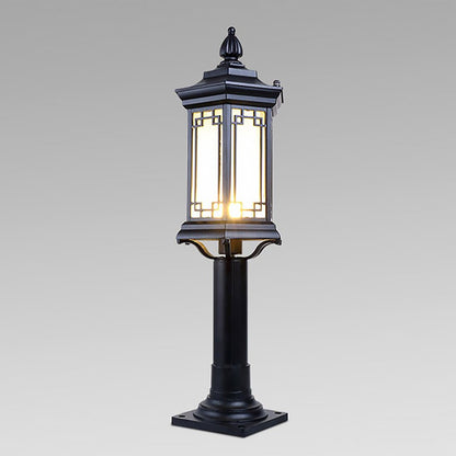 Traditional Asian Inspired Pathway Light Rhombus Lantern Frosted Glass Aluminum IP65 Villa Courtyard