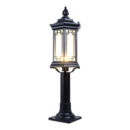 Traditional Asian Inspired Pathway Light Rhombus Lantern Frosted Glass Aluminum IP65 Villa Courtyard