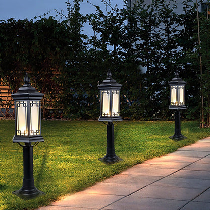 Traditional Asian Inspired Pathway Light Rhombus Lantern Frosted Glass Aluminum IP65 Villa Courtyard