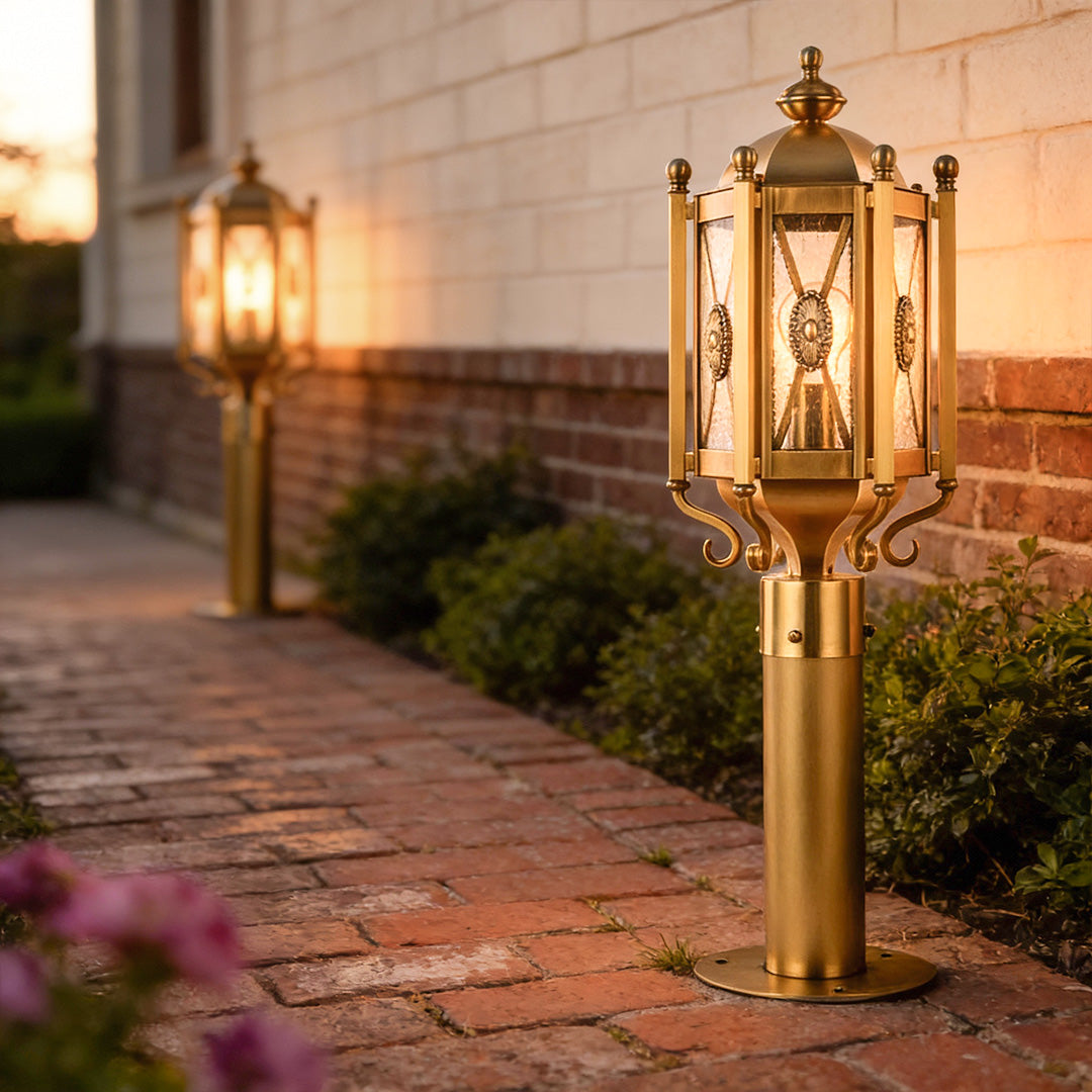 Ornate Brass Copper Path Light Outdoor Waterproof E27 Garden Landscape