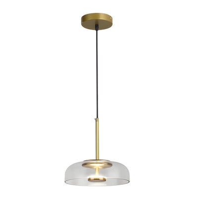 Wide Tinted Glass Bowl Pendant Light with Iron Hardware