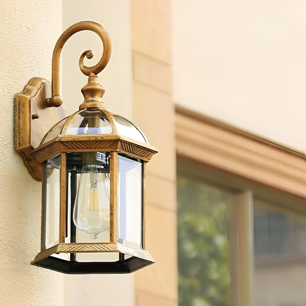 Classic Outdoor Wall Lantern Black or Gold Die-Cast Aluminum Glass E27 IP65