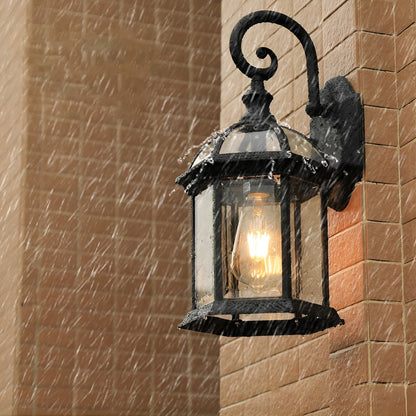 Classic Outdoor Wall Lantern Black or Gold Die-Cast Aluminum Glass E27 IP65