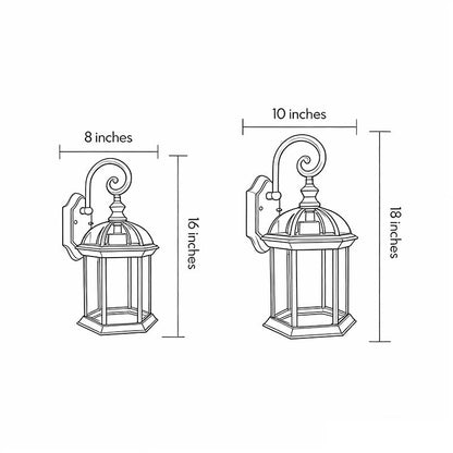 Classic Outdoor Wall Lantern Black or Gold Die-Cast Aluminum Glass E27 IP65
