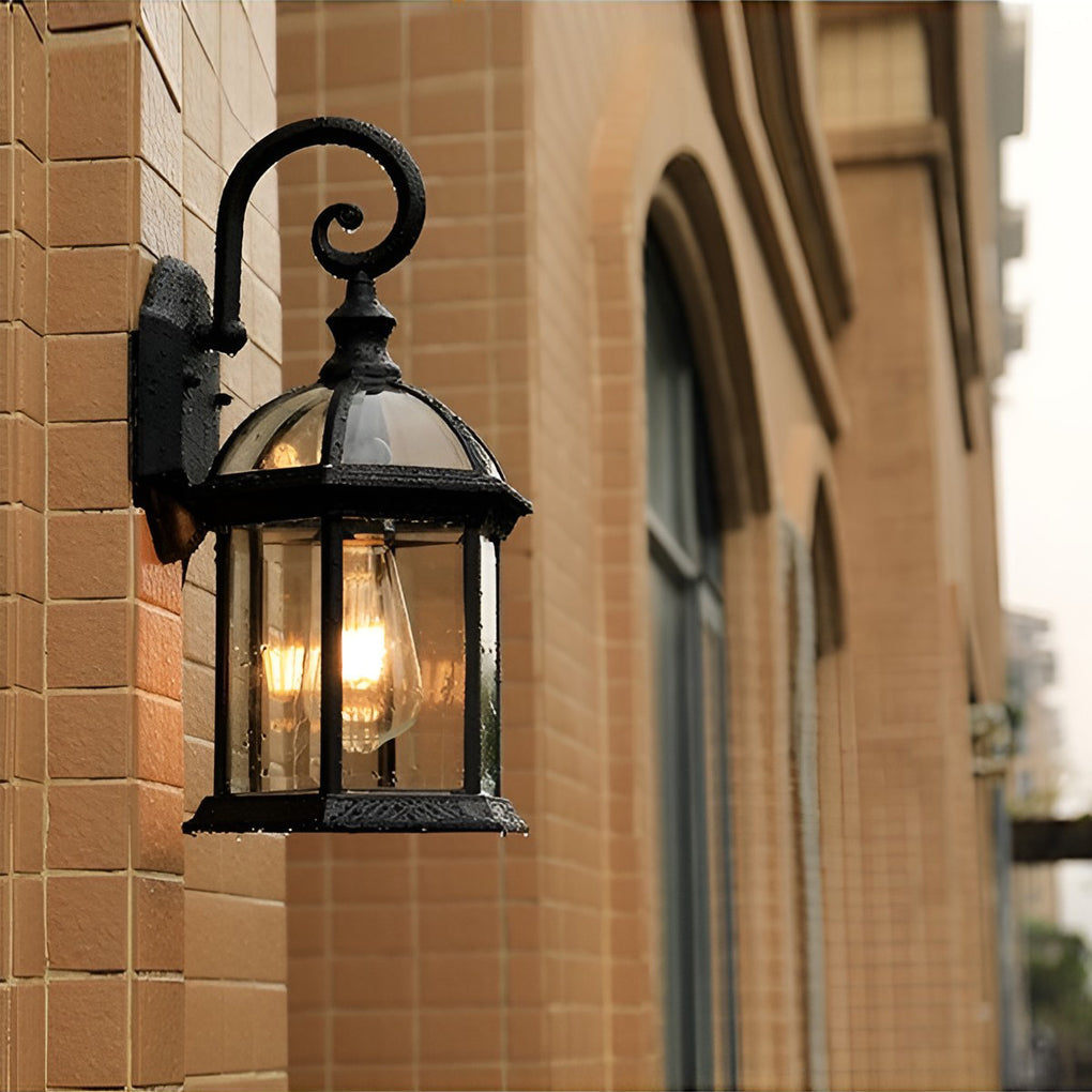 Classic Outdoor Wall Lantern Black or Gold Die-Cast Aluminum Glass E27 IP65