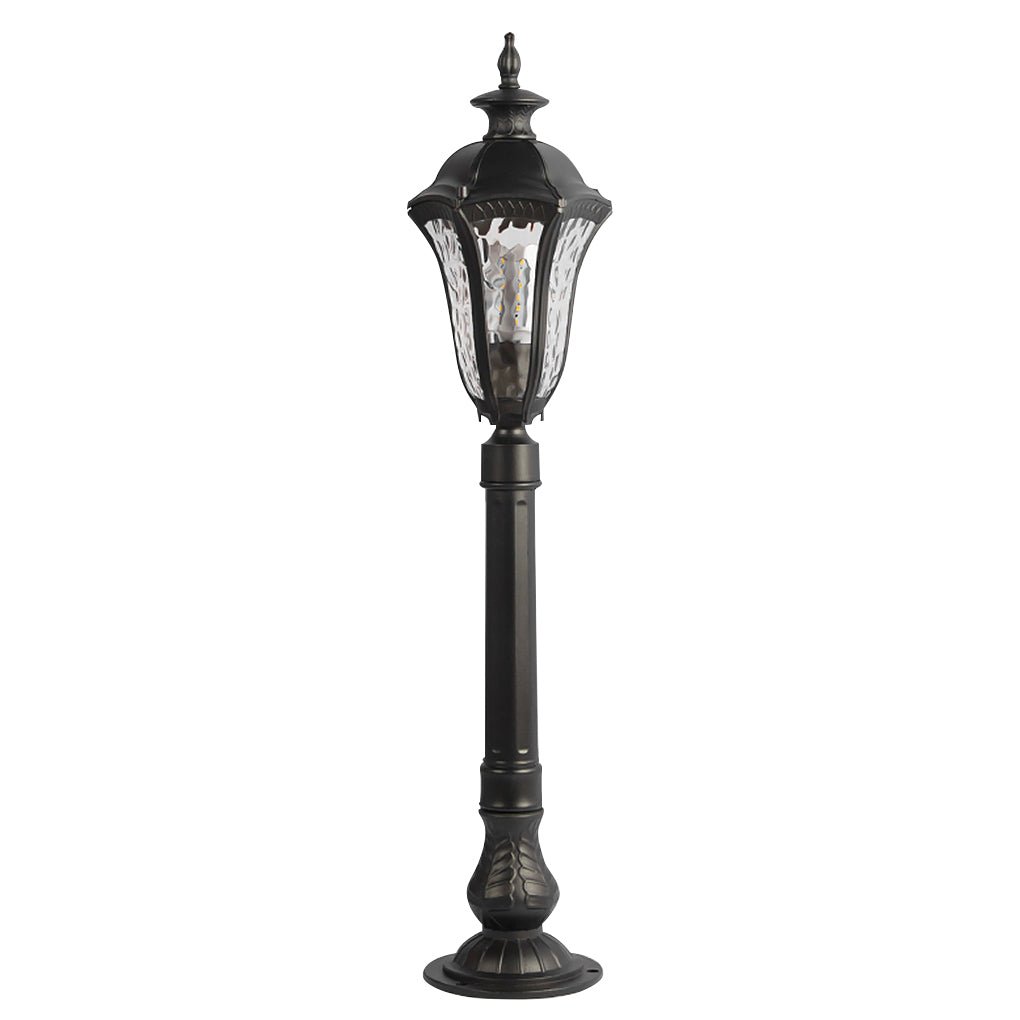 Retro Outdoor Lamp Post Black Iron Cracked PC Shade IP54 Romantic Villa Garden 33 Inch