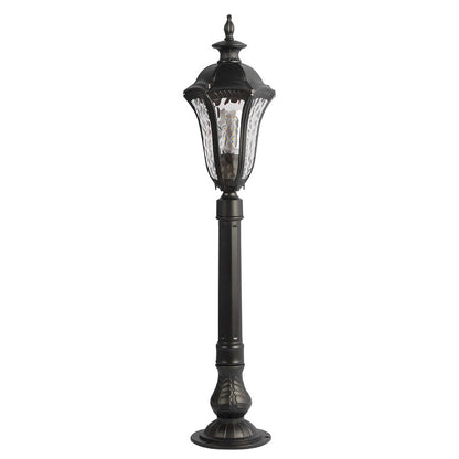 Retro Outdoor Lamp Post Black Iron Cracked PC Shade IP54 Romantic Villa Garden 33 Inch