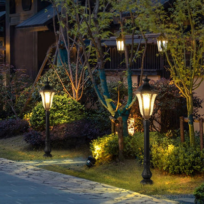 Retro Outdoor Lamp Post Black Iron Cracked PC Shade IP54 Romantic Villa Garden 33 Inch