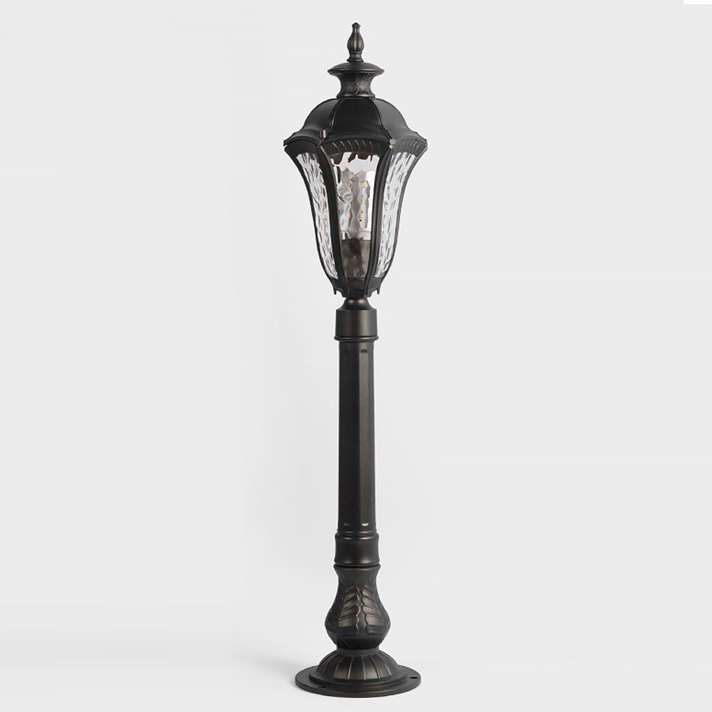Retro Outdoor Lamp Post Black Iron Cracked PC Shade IP54 Romantic Villa Garden 33 Inch