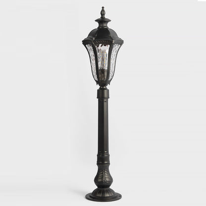 Retro Outdoor Lamp Post Black Iron Cracked PC Shade IP54 Romantic Villa Garden 33 Inch