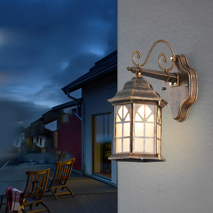 Classic Retro Porch Outdoor Wall Lantern Die-Cast Aluminum Glass E27 3 Beam Directions Solar Hardwired Black Bronze