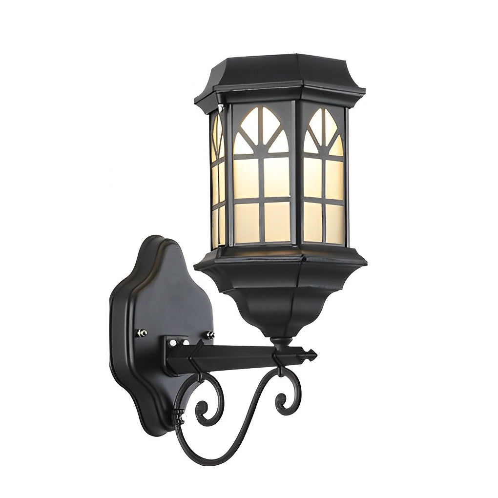 Classic Retro Porch Outdoor Wall Lantern Die-Cast Aluminum Glass E27 3 Beam Directions Solar Hardwired Black Bronze