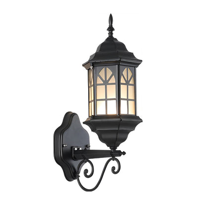 Classic Retro Porch Outdoor Wall Lantern Die-Cast Aluminum Glass E27 3 Beam Directions Solar Hardwired Black Bronze