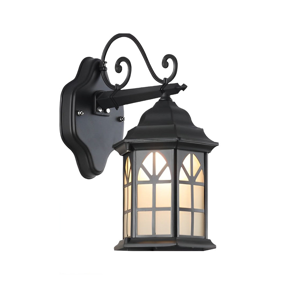 Classic Retro Porch Outdoor Wall Lantern Die-Cast Aluminum Glass E27 3 Beam Directions Solar Hardwired Black Bronze