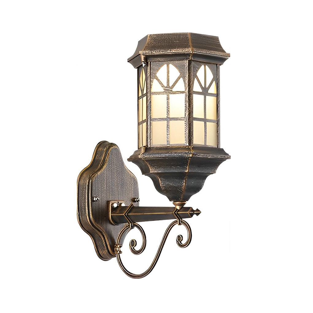 Classic Retro Porch Outdoor Wall Lantern Die-Cast Aluminum Glass E27 3 Beam Directions Solar Hardwired Black Bronze