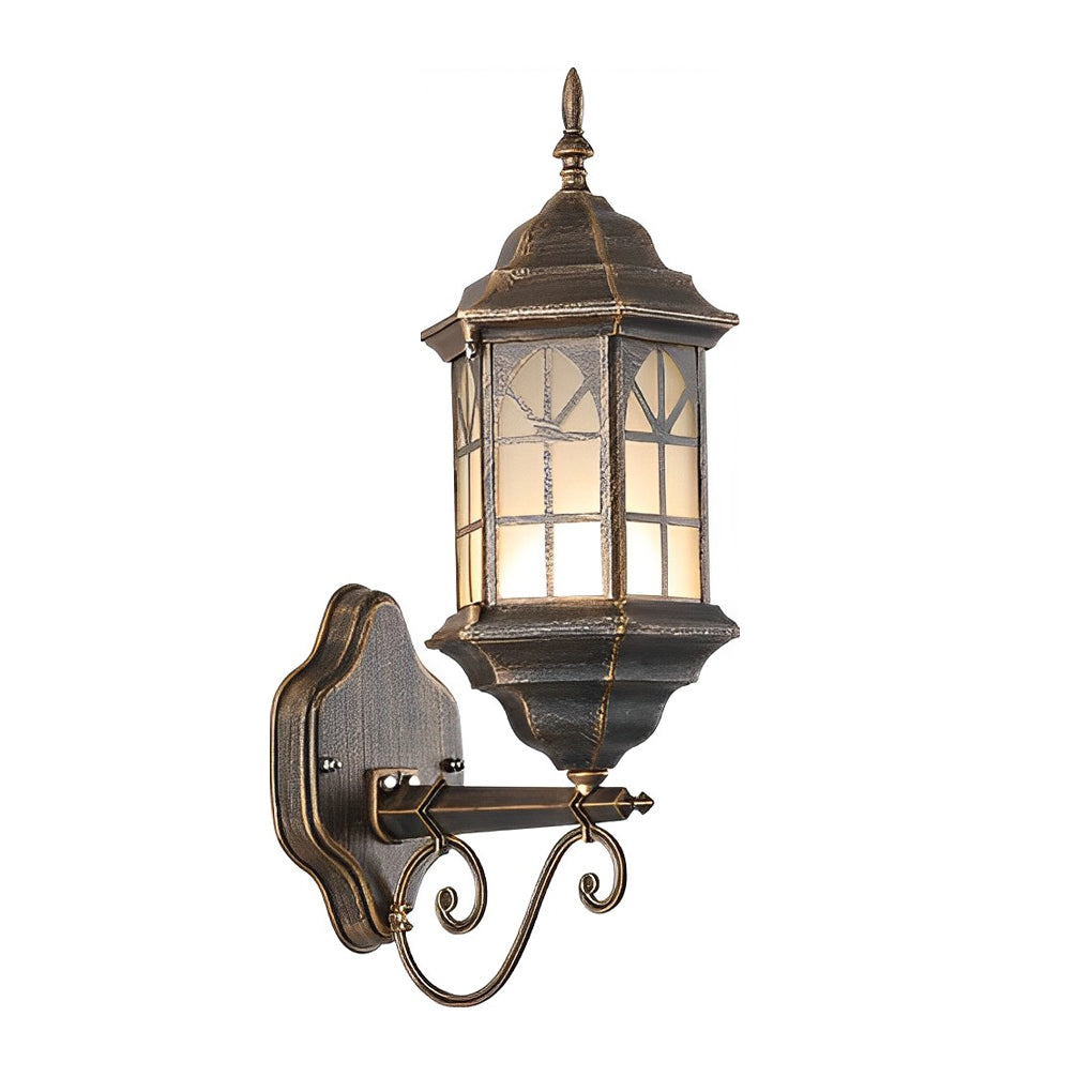 Classic Retro Porch Outdoor Wall Lantern Die-Cast Aluminum Glass E27 3 Beam Directions Solar Hardwired Black Bronze