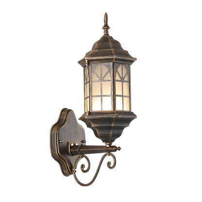Classic Retro Porch Outdoor Wall Lantern Die-Cast Aluminum Glass E27 3 Beam Directions Solar Hardwired Black Bronze
