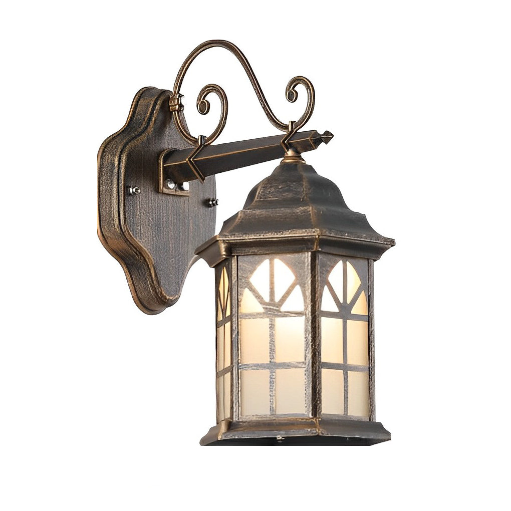 Classic Retro Porch Outdoor Wall Lantern Die-Cast Aluminum Glass E27 3 Beam Directions Solar Hardwired Black Bronze