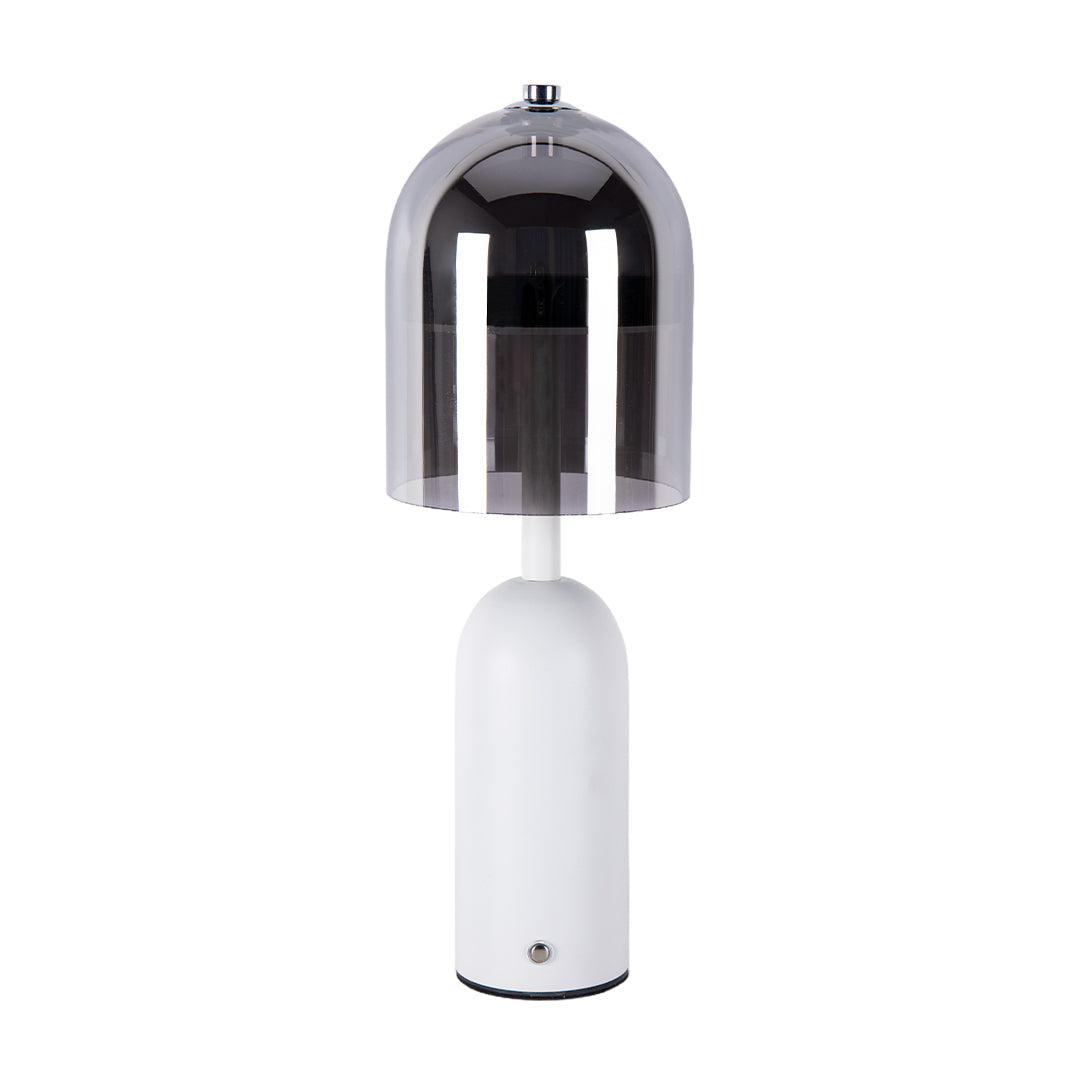 Rechargeable Minimalist Glass Shade Table Lamp Cordless Touch Dimmable Iron Body Black or White