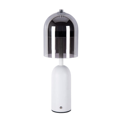 Rechargeable Minimalist Glass Shade Table Lamp Cordless Touch Dimmable Iron Body Black or White