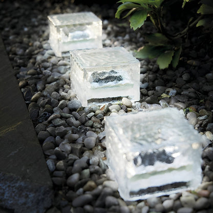 Solar Ice Cube Lights Outdoor LED IP65 Imitation Crystal Glass Step Deck Path Garden Warm White White Blue Green 4 Pack