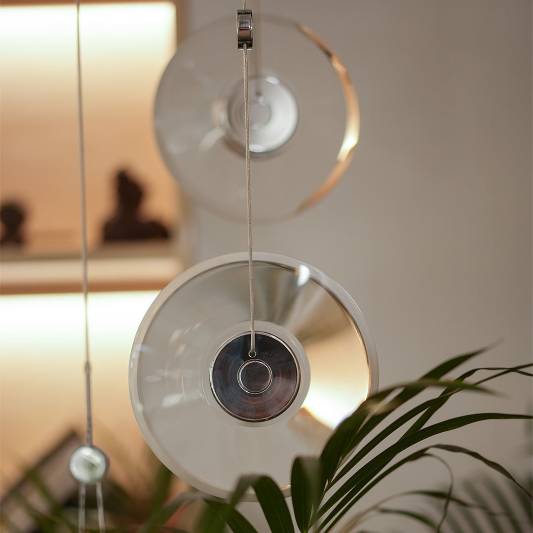 Clear Crystal Pendant Light Pivoting Inner LED Ring Transparent Frame 8W Modern