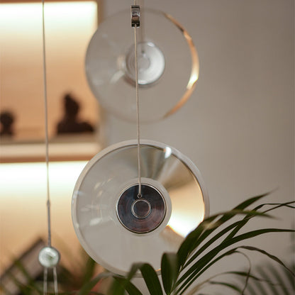 Clear Crystal Pendant Light Pivoting Inner LED Ring Transparent Frame 8W Modern