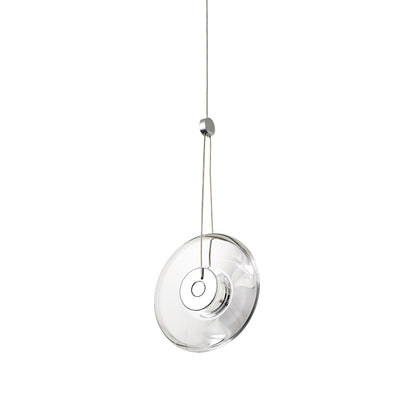 Clear Crystal Pendant Light Pivoting Inner LED Ring Transparent Frame 8W Modern