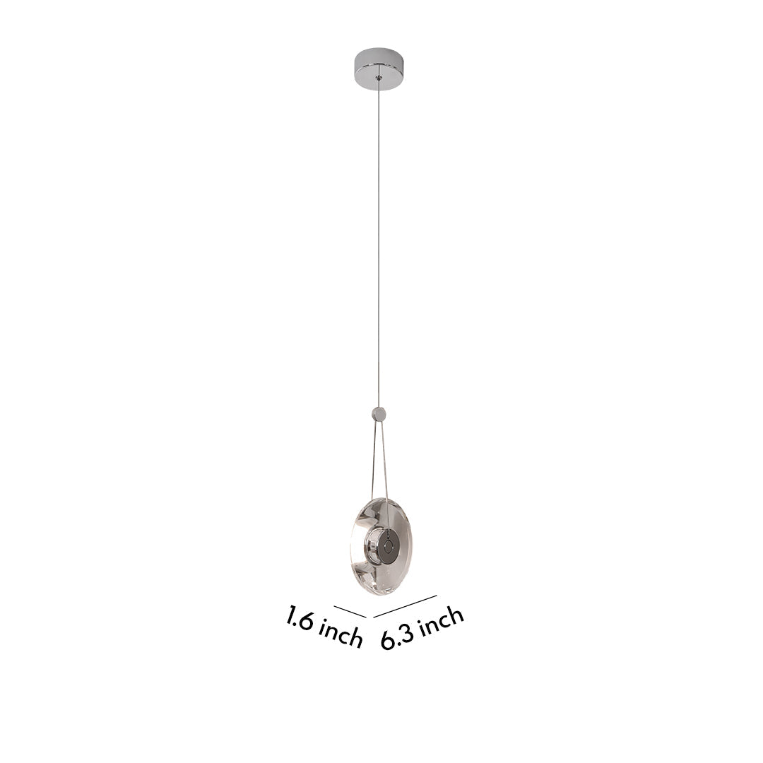 Clear Crystal Pendant Light Pivoting Inner LED Ring Transparent Frame 8W Modern