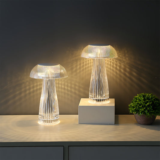 Rechargeable Jellyfish Acrylic Table Lamp RGB 16 Colors or Dimmable 360° Glow Cordless Touch Control