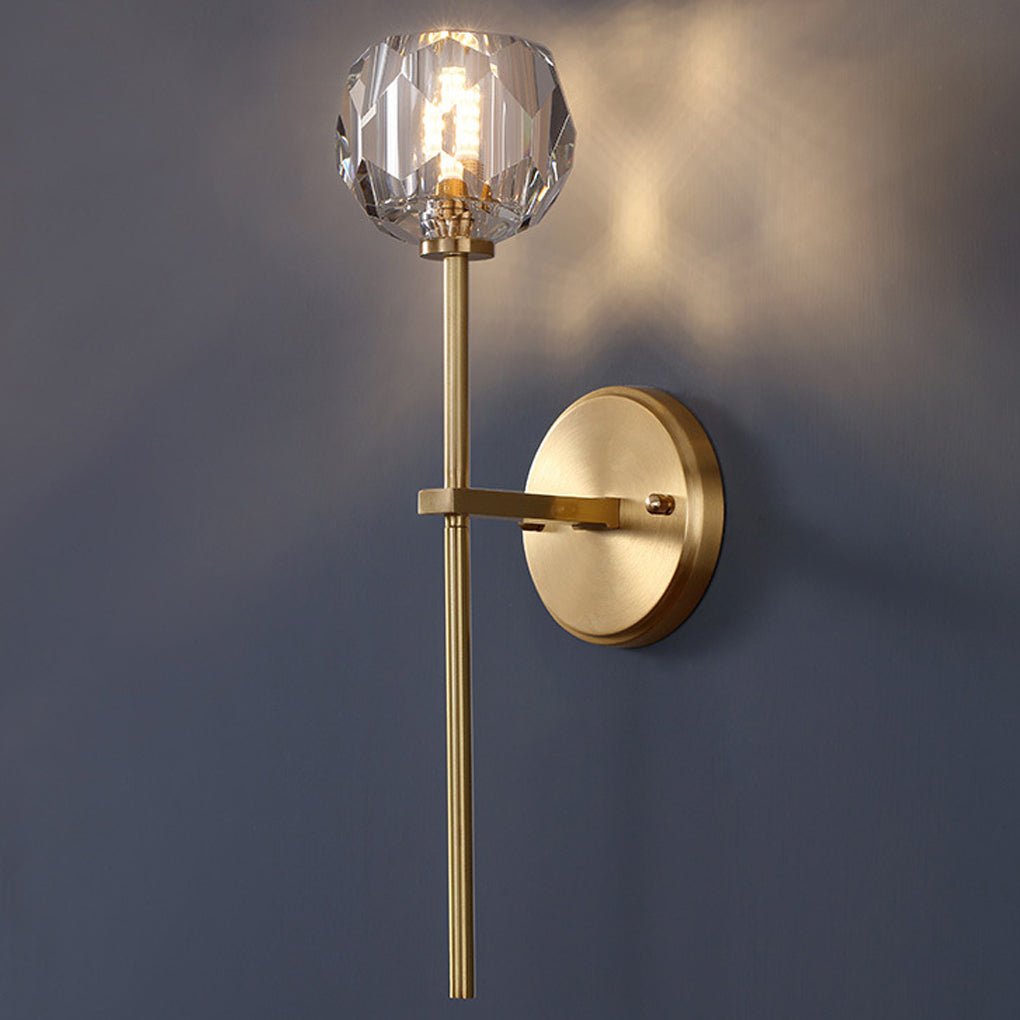 Ball-Shaped Crystal Gold Wall Sconce – Postmodern Plug-In LED Wall Lamp