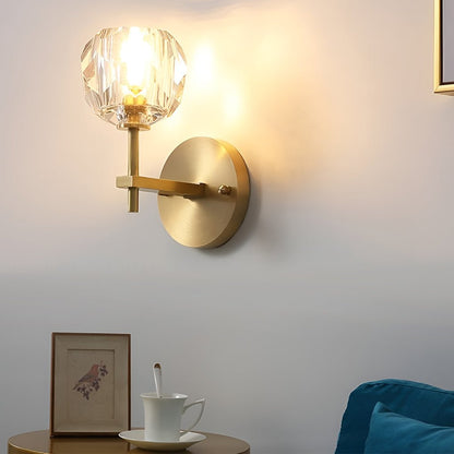 Ball-Shaped Crystal Gold Wall Sconce – Postmodern Plug-In LED Wall Lamp