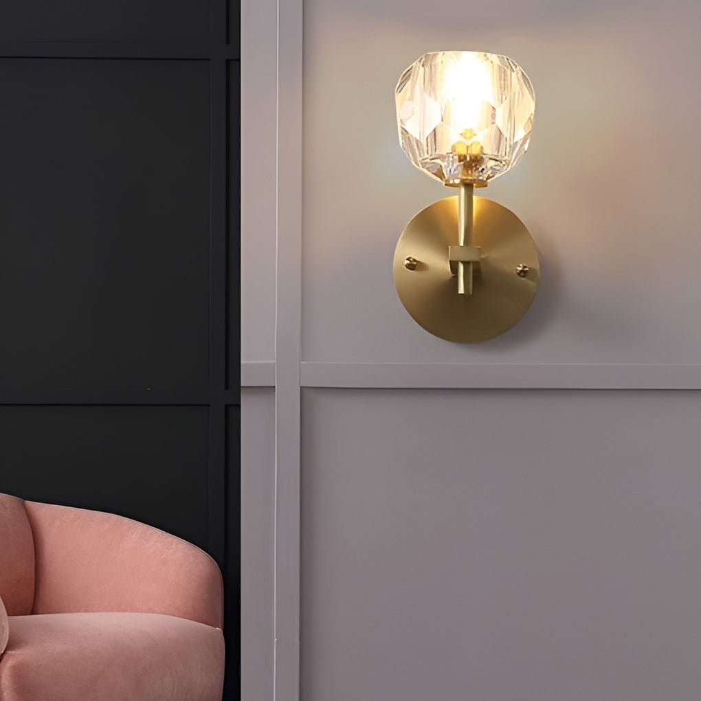 Ball-Shaped Crystal Gold Wall Sconce – Postmodern Plug-In LED Wall Lamp