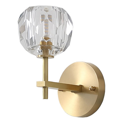 Ball-Shaped Crystal Gold Wall Sconce – Postmodern Plug-In LED Wall Lamp