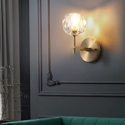 Ball-Shaped Crystal Gold Wall Sconce – Postmodern Plug-In LED Wall Lamp