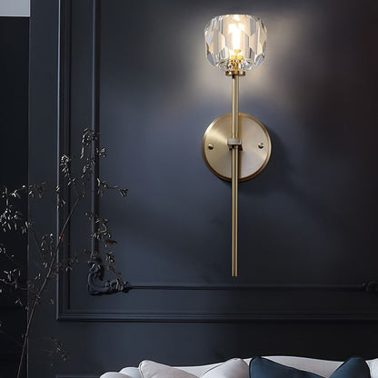 Ball-Shaped Crystal Gold Wall Sconce – Postmodern Plug-In LED Wall Lamp
