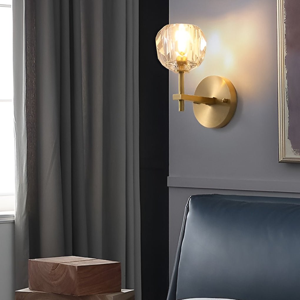 Ball-Shaped Crystal Gold Wall Sconce – Postmodern Plug-In LED Wall Lamp