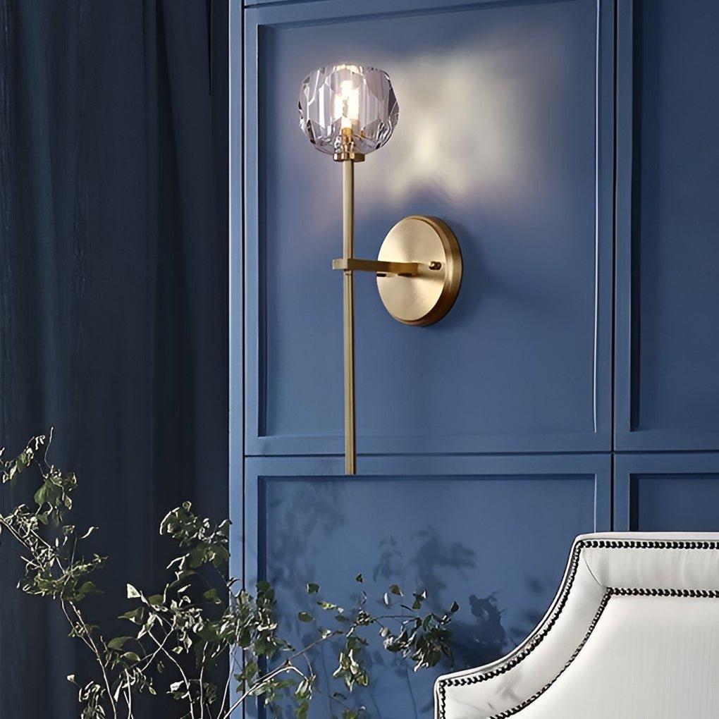 Ball-Shaped Crystal Gold Wall Sconce – Postmodern Plug-In LED Wall Lamp