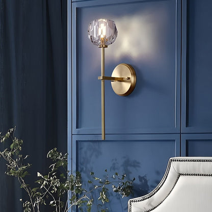 Ball-Shaped Crystal Gold Wall Sconce – Postmodern Plug-In LED Wall Lamp