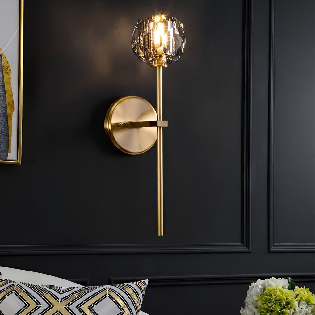 Ball-Shaped Crystal Gold Wall Sconce – Postmodern Plug-In LED Wall Lamp