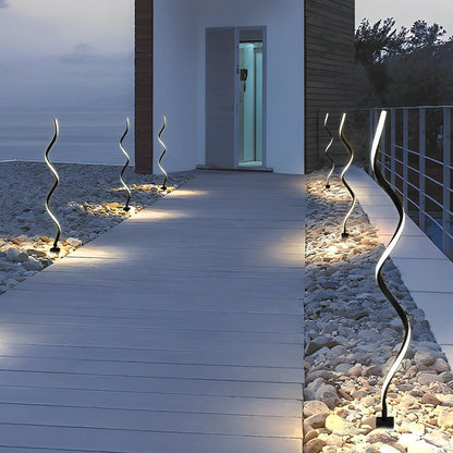 Spiral LED Path Light Die-Cast Aluminium 12W 840LM 3000K IP55 Solar/Hardwired Black 3 Heights