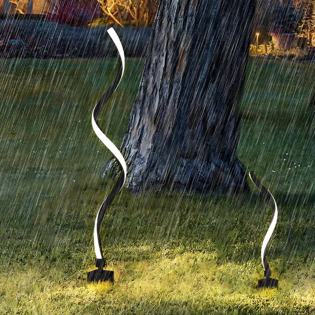 Spiral LED Path Light Die-Cast Aluminium 12W 840LM 3000K IP55 Solar/Hardwired Black 3 Heights