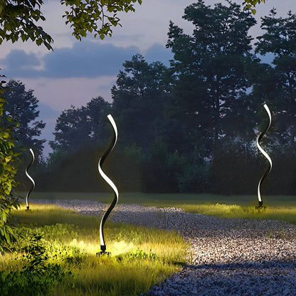Spiral LED Path Light Die-Cast Aluminium 12W 840LM 3000K IP55 Solar/Hardwired Black 3 Heights