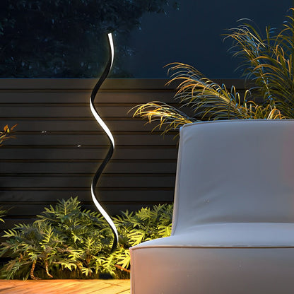 Spiral LED Path Light Die-Cast Aluminium 12W 840LM 3000K IP55 Solar/Hardwired Black 3 Heights